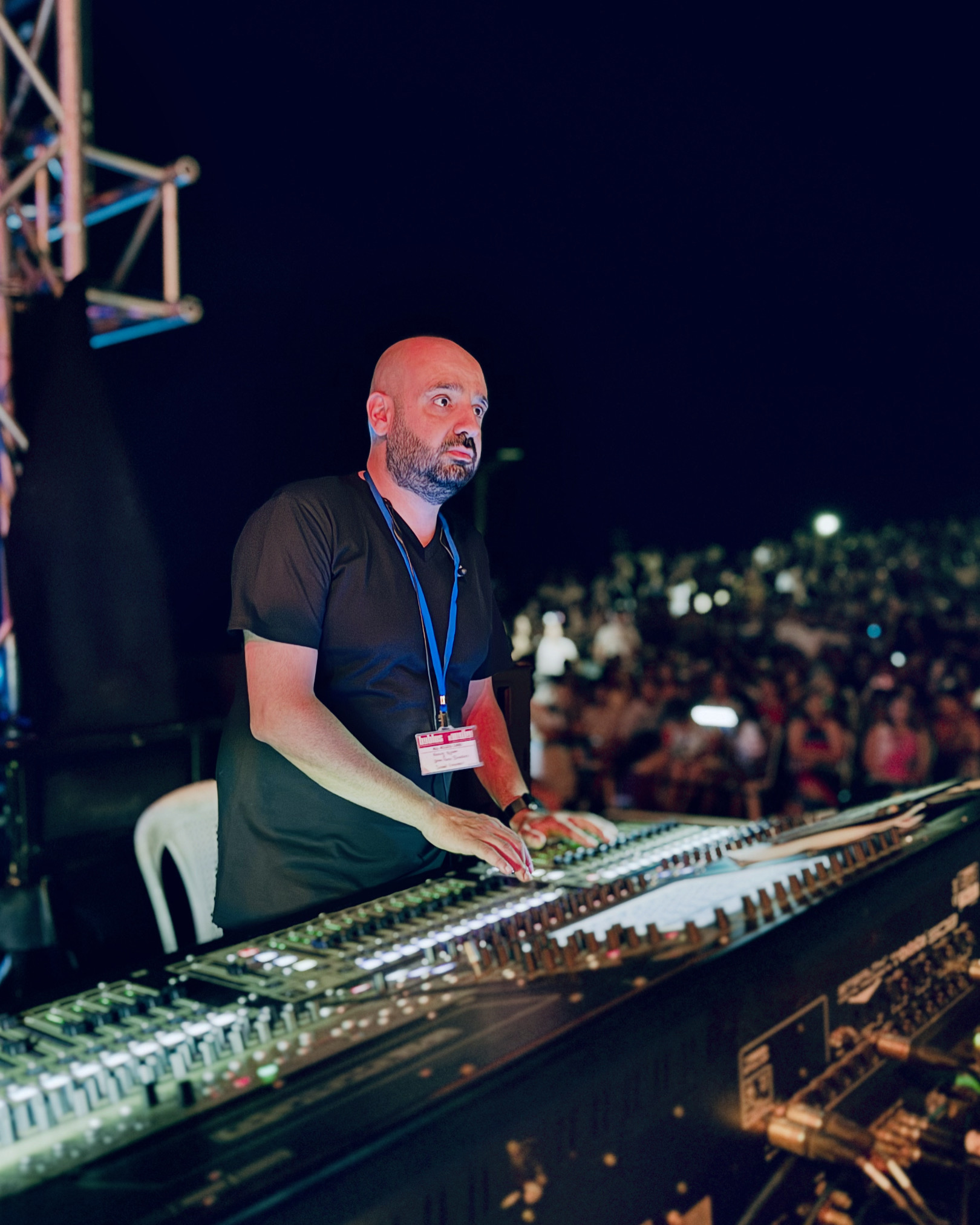 Live outdoor concert FOH at night